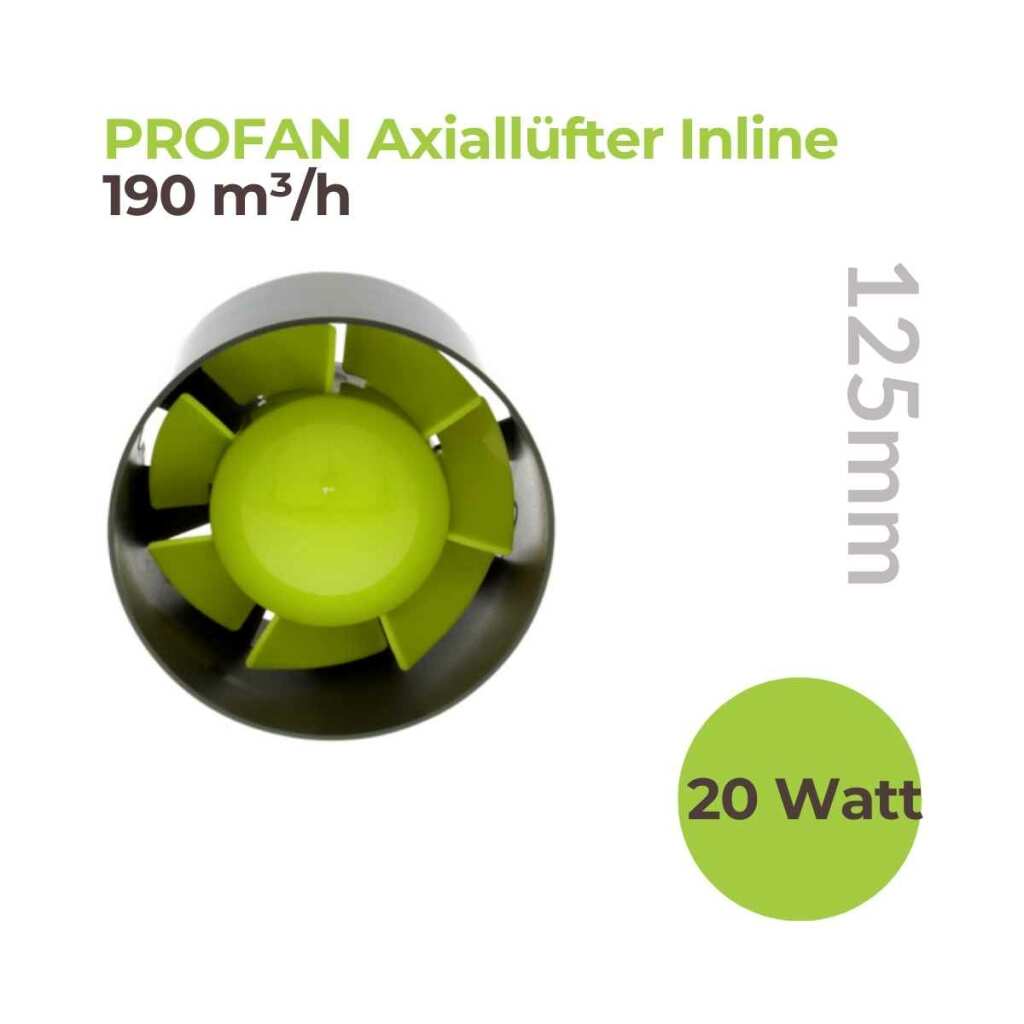 Lüfter Ø125mm | 200 m³/h | 20 Watt | Axiallüfter Inline | Garden Highpro – Bild 2