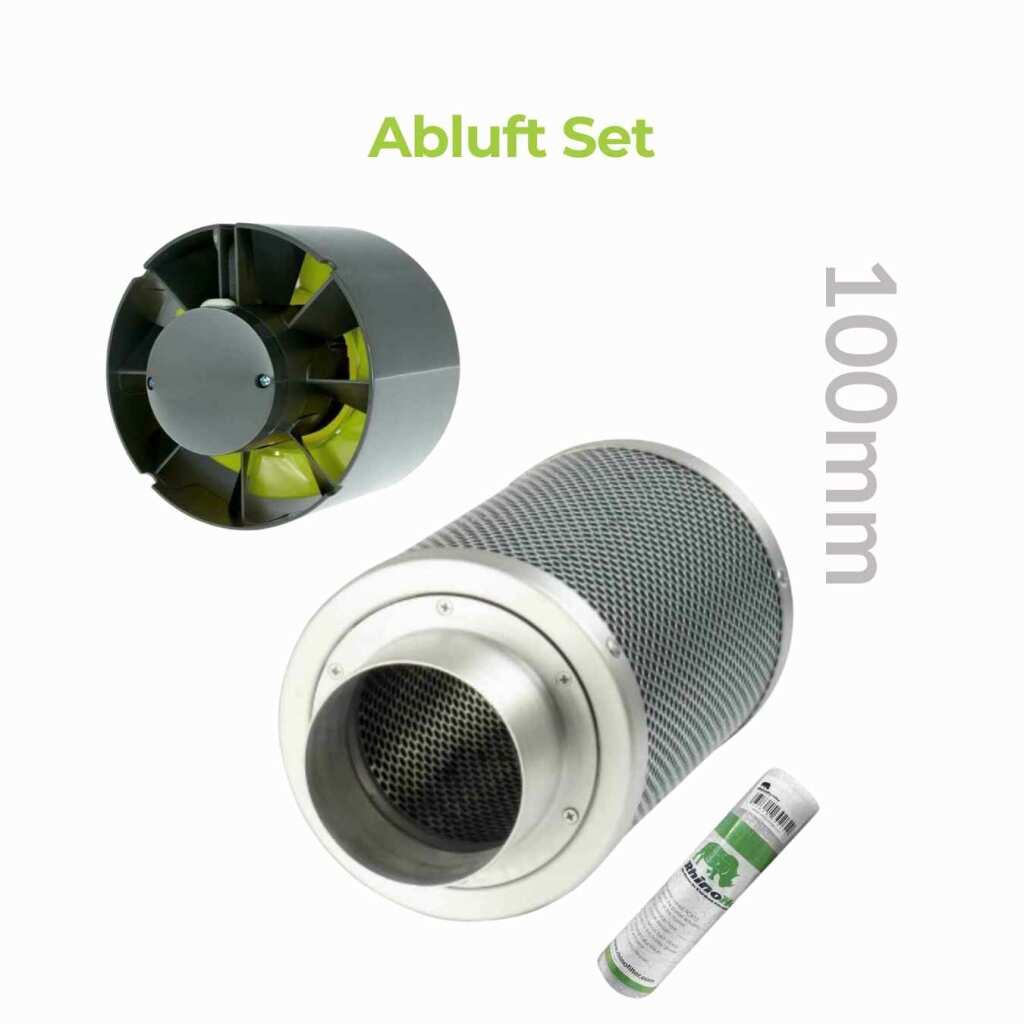 Abluft Set 100 mm | Low Budget | Aktivkohlefilter und Lüfter