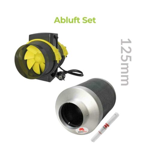 Abluft Set 125 mm | Aktivkohlefilter und Lüfter