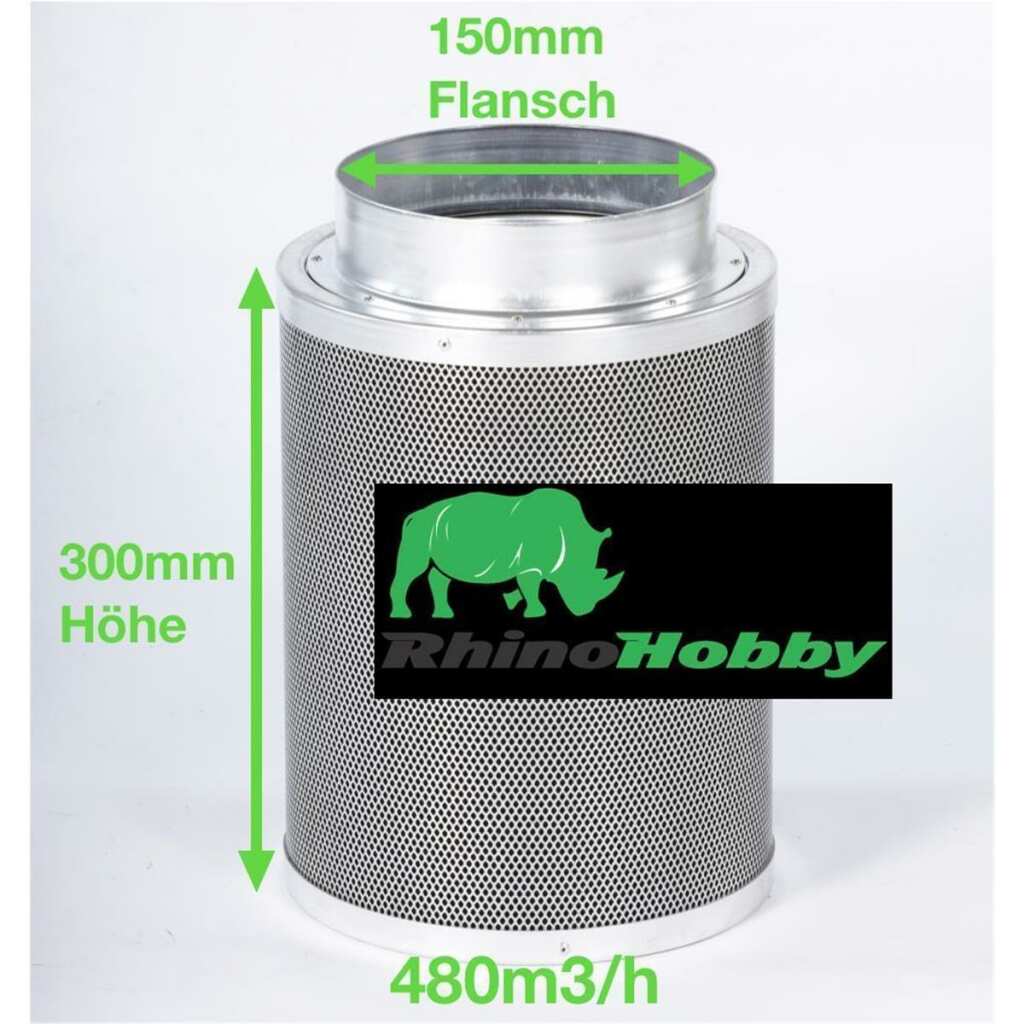 Aktivkohlefilter 150mm x 300mm | Rhino Hobby 500 | 150mm Flansch | 425 - 600m³/h – Bild 4