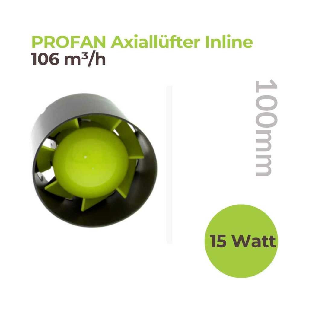 Lüfter Ø100mm | 106 m³/h | 15 Watt | Axiallüfter Inline | Garden Highpro – Bild 2