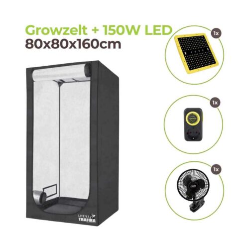 Growzelt 80x80x160cm mit 150 Watt LED