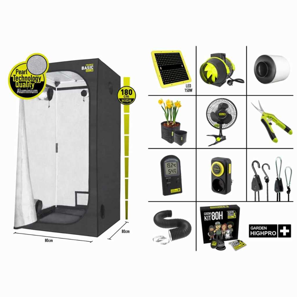 Growbox Set 80H | 80x80x180 cm | LED mit 150 Watt | Garden Highpro – Bild 3