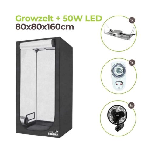 Growzelt 80x80x160cm mit 50 Watt LED