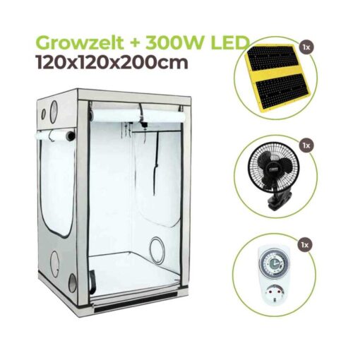 Growzelt 120x120x200cm mit 300 Watt LED