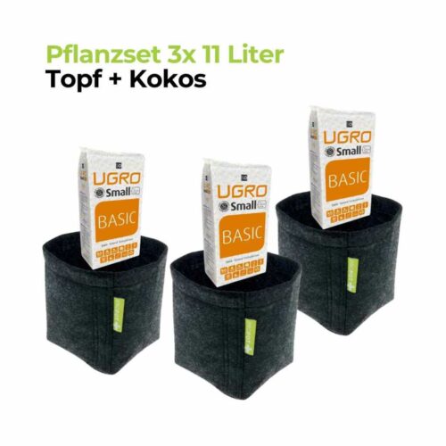 Grow Pflanzset | 3x11L Stofftöpfe & Kokos