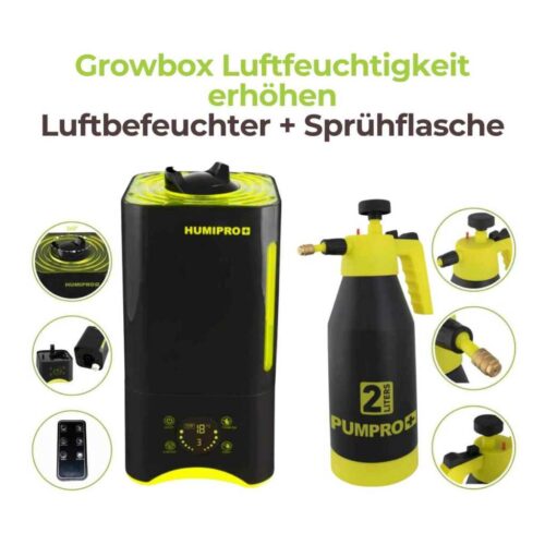 Growbox‑Luftfeuchtigkeits‑Set mit Luftbefeuchter & Sprühflasche