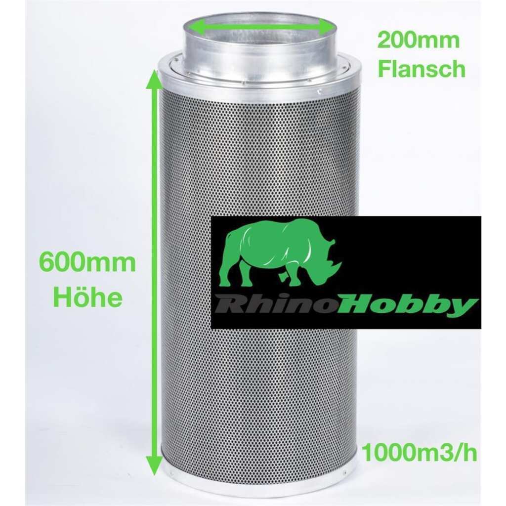 Rhino Hobby 1000 | Ø200mm | 900 - 1100m³/h | Aktivkohlefilter 200mm x 600mm – Bild 3