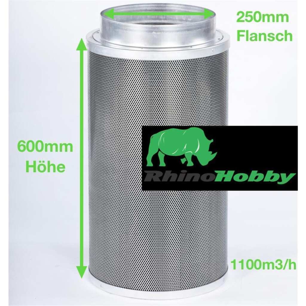 Rhino Hobby 1100 | Ø250mm | 1000 - 1200m³/h | Aktivkohlefilter 250mm x 600mm – Bild 4