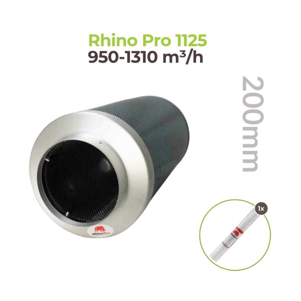 Rhino Pro 1125 | Ø200mm | 950-1310m³/h | Aktivkohlefilter 200mm x 600mm – Bild 2