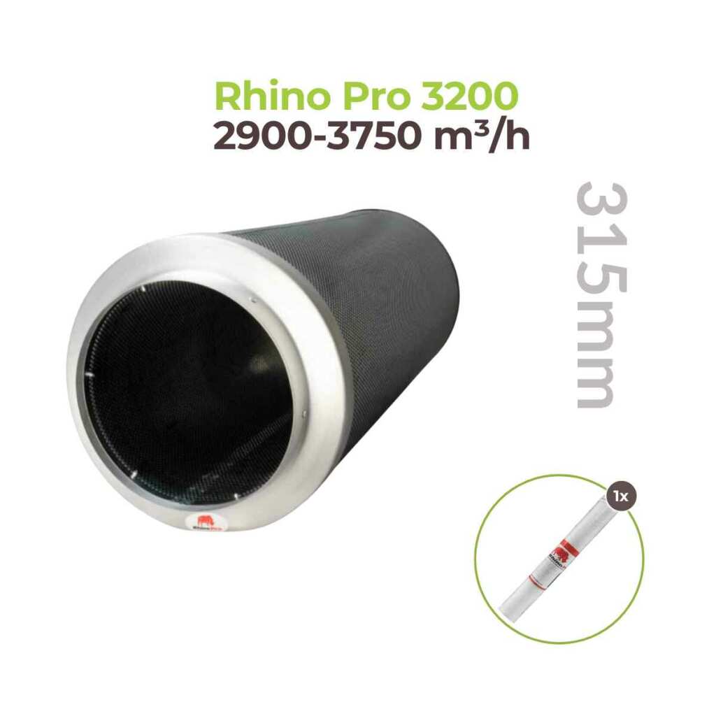 Rhino Pro 3200 | Ø315mm | 2900-3750m³/h | Aktivkohlefilter 315mm x 1000mm