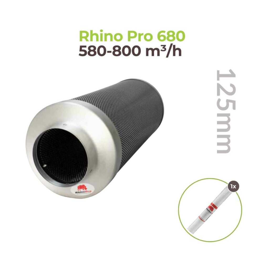 Rhino Pro 680 | Ø125mm | 580-800m³/h | Aktivkohlefilter 125mm x 500mm – Bild 2