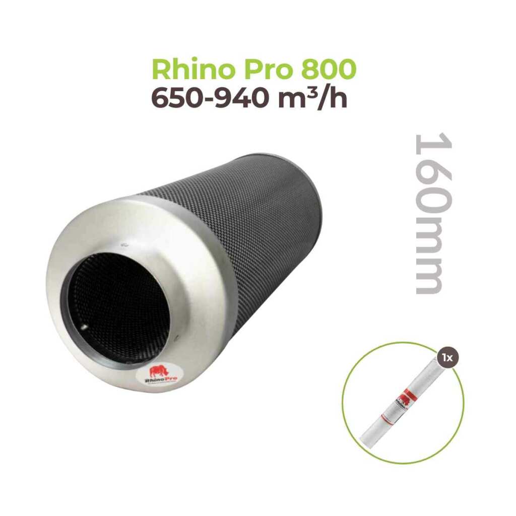 Rhino Pro 800 | Ø160mm | 650-940m³/h | Aktivkohlefilter 160mm x 500mm – Bild 2