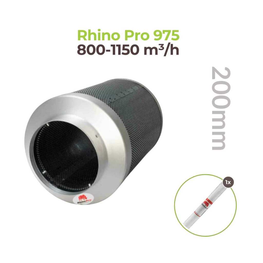 Rhino Pro 975 | Ø200mm | 800-1150m³/h | Aktivkohlefilter 200mm x 500mm – Bild 2
