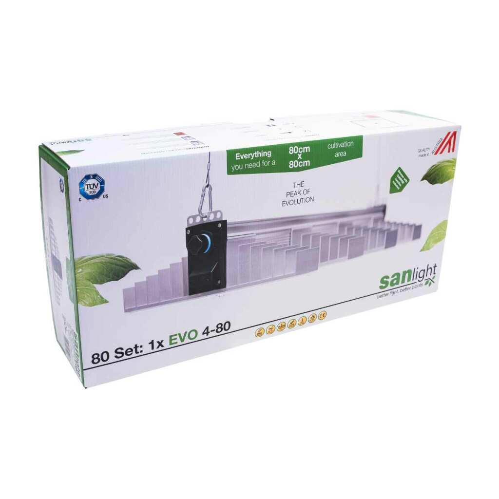 SANlight EVO LED Set 80 1.5 | Lampenaufhängung | Dimmer und Kabel | 265 Watt | 725 µmol/s